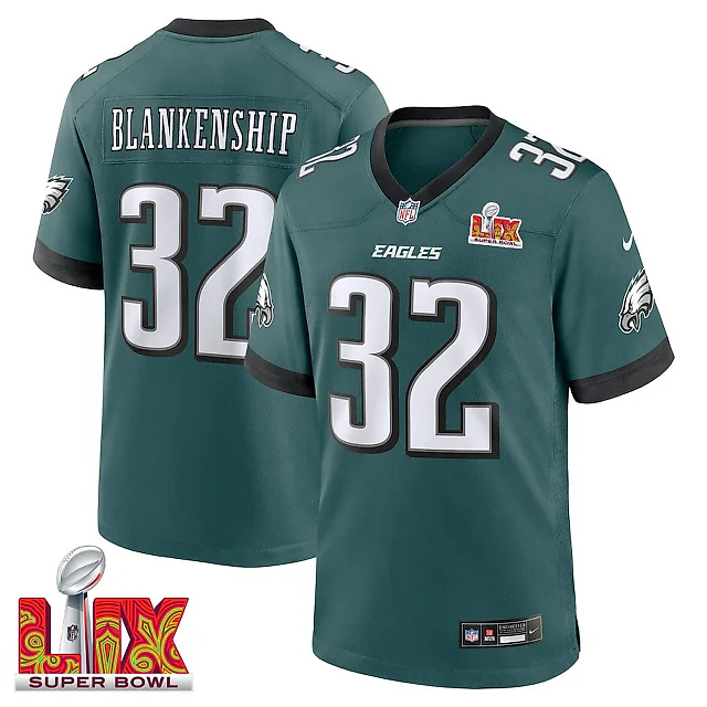 Zennovawear Reed Blankenship 32 Philadelphia Eagles Super Bowl LIX Jersey - Men's - Midnight Green