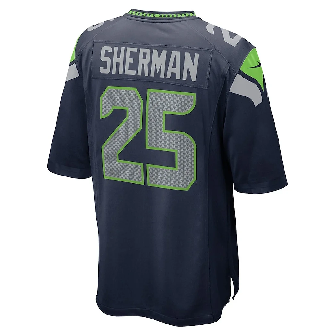 Zennovawear Richard Sherman 25 Seattle Seahawks Men Retired Game Jersey - College Navy
