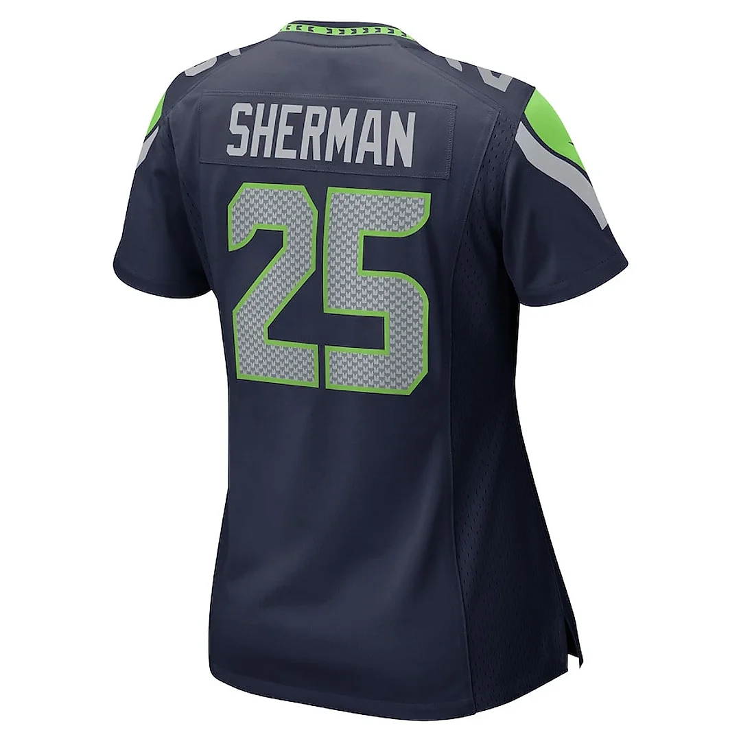 Zennovawear Richard Sherman 25 Seattle Seahawks Women Retired Game Jersey - College Navy