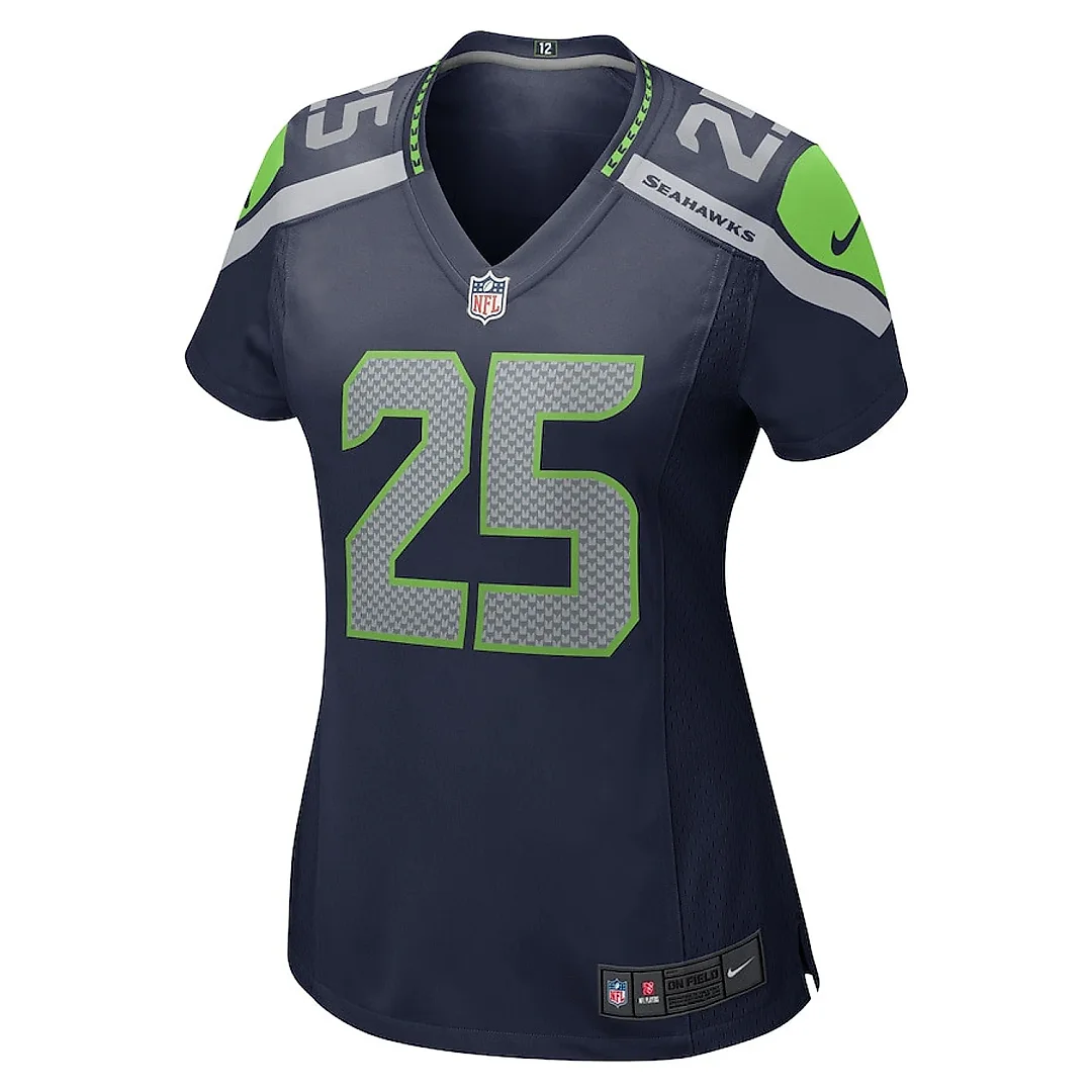 Zennovawear Richard Sherman 25 Seattle Seahawks Women Retired Game Jersey - College Navy