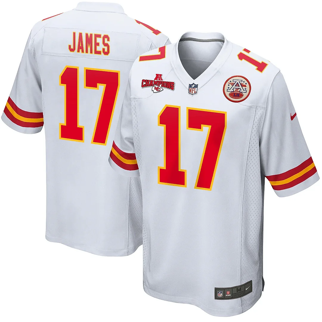 Zennovawear Richie James 17 Kansas City Chiefs AFC Champions Patch Game Men Jersey - White