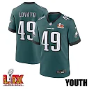 Zennovawear Rick Lovato 49 Philadelphia Eagles Super Bowl LIX YOUTH Jersey - Midnight Green