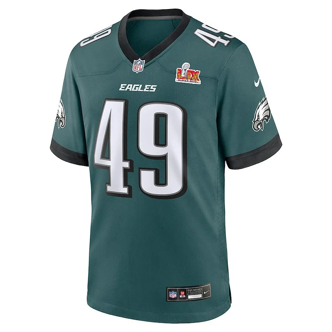 Zennovawear Rick Lovato 49 Philadelphia Eagles Super Bowl LIX YOUTH Jersey - Midnight Green