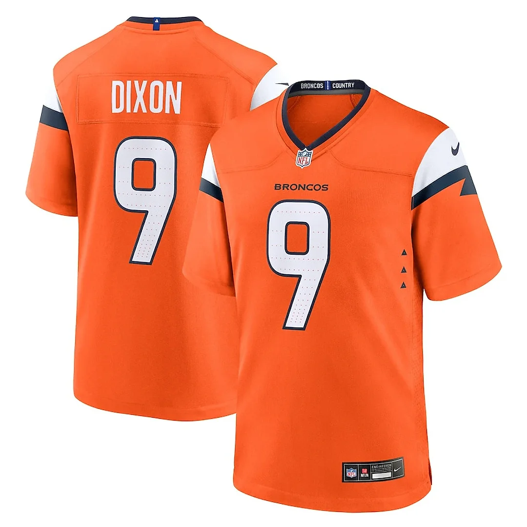 Zennovawear Riley Dixon 9 Denver Broncos Team Game Men Jersey - Orange