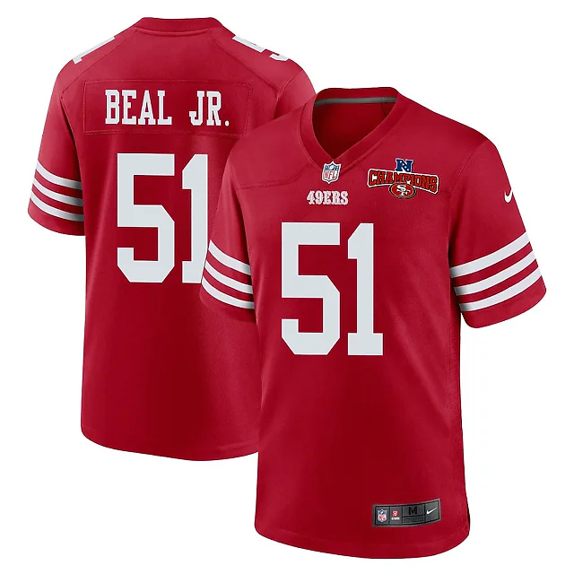 Zennovawear Robert Beal Jr. 51 San Francisco 49ers NFC Champions Patch Game Men Jersey - Scarlet
