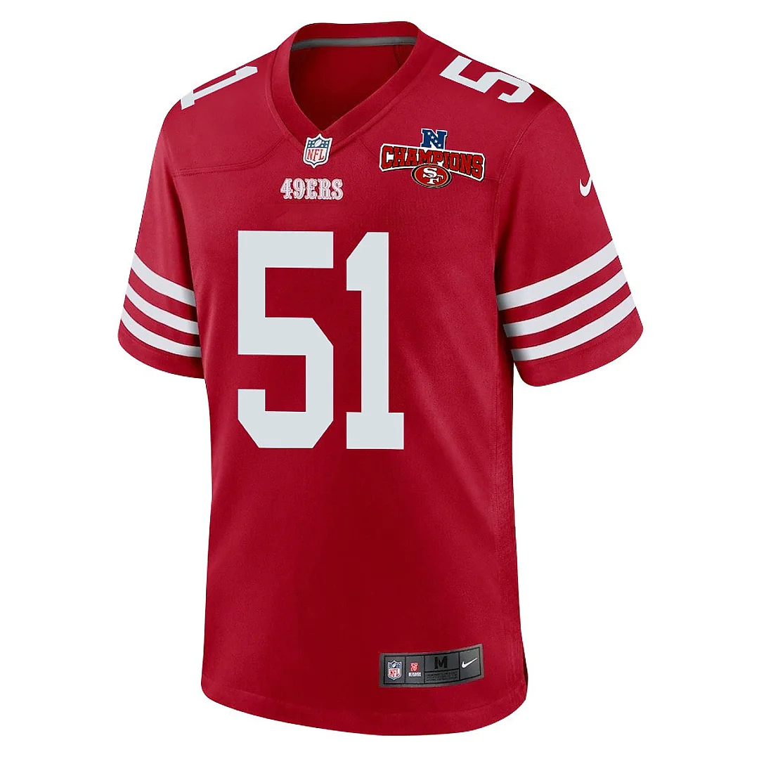 Zennovawear Robert Beal Jr. 51 San Francisco 49ers NFC Champions Patch Game Men Jersey - Scarlet