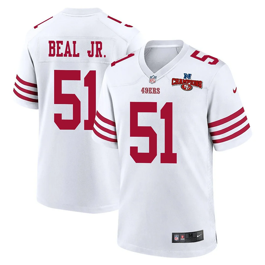Zennovawear Robert Beal Jr. 51 San Francisco 49ers NFC Champions Patch Game Men Jersey - White