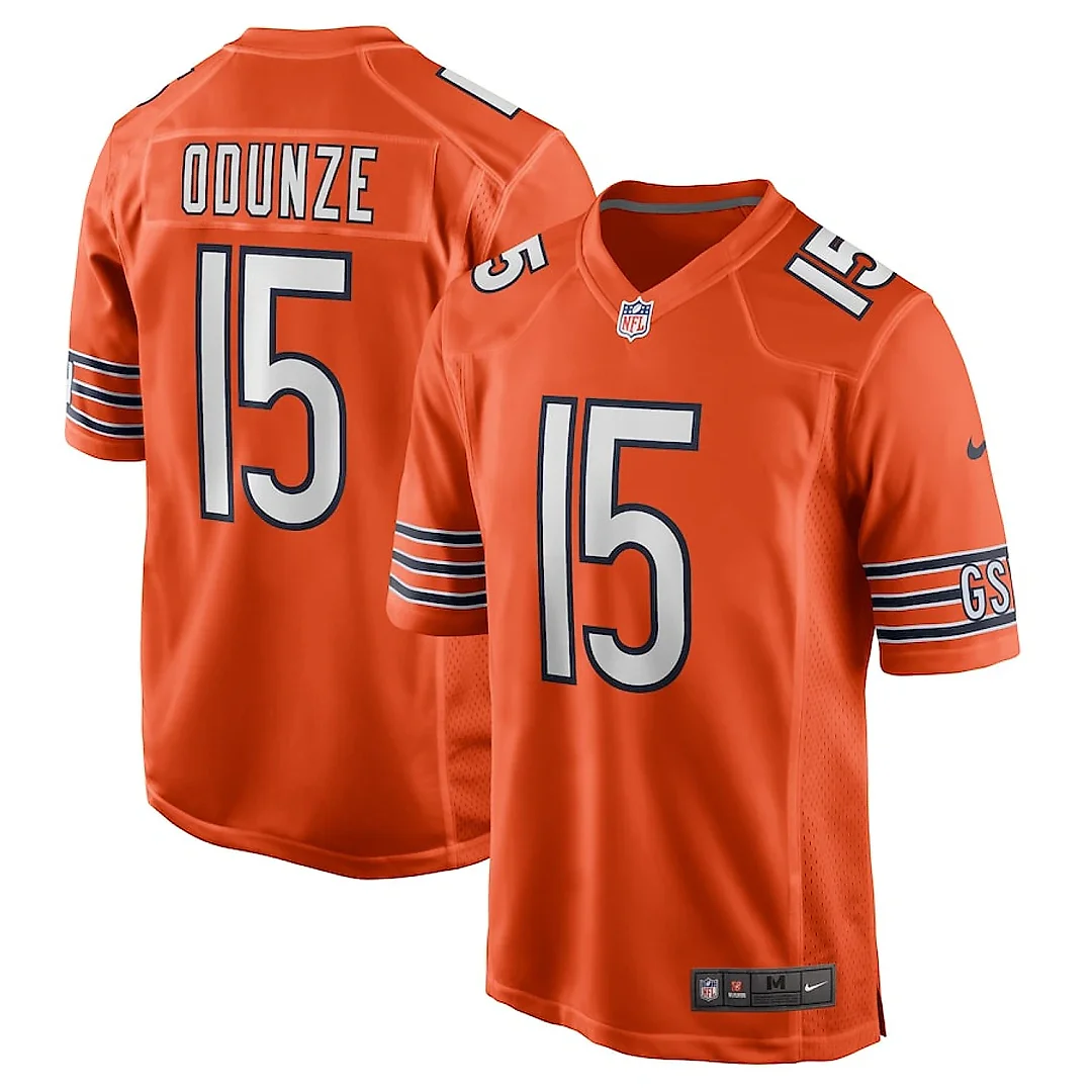 Zennovawear Rome Odunze 15 Chicago Bears Alternate Game Men Jersey - Orange