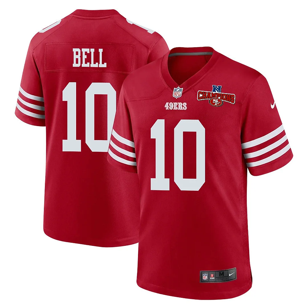 Zennovawear Ronnie Bell 10 San Francisco 49ers NFC Champions Patch Game Men Jersey - Scarlet