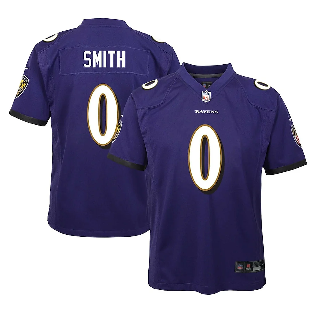 Zennovawear Roquan Smith 0 Baltimore Ravens Team Player Game YOUTH Jersey - Purple