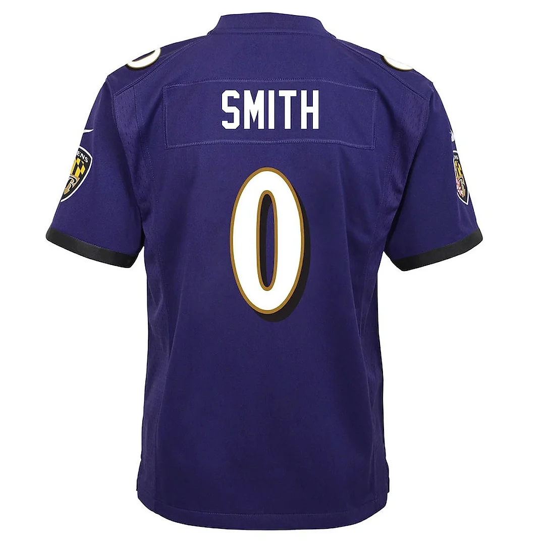 Zennovawear Roquan Smith 0 Baltimore Ravens Team Player Game YOUTH Jersey - Purple