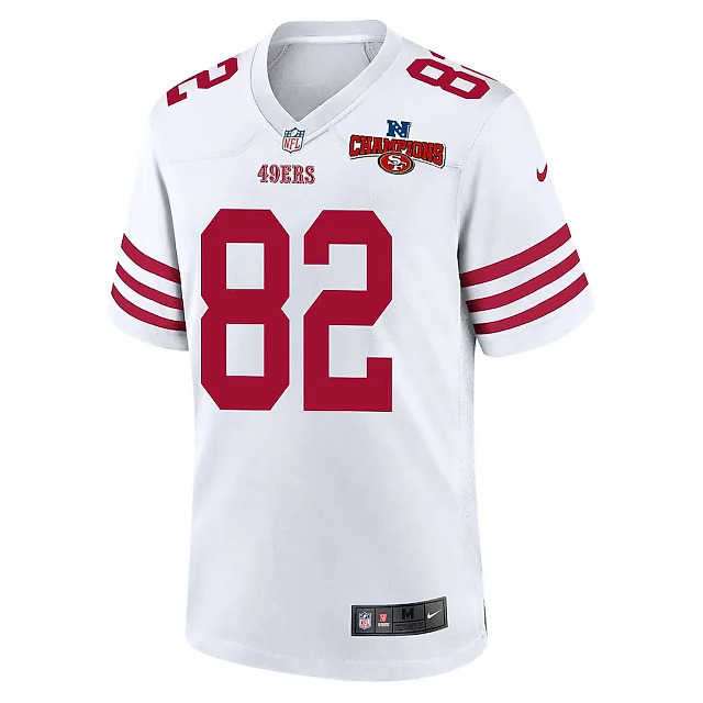 Zennovawear Ross Dwelley 82 San Francisco 49ers NFC Champions Patch Game Men Jersey - White