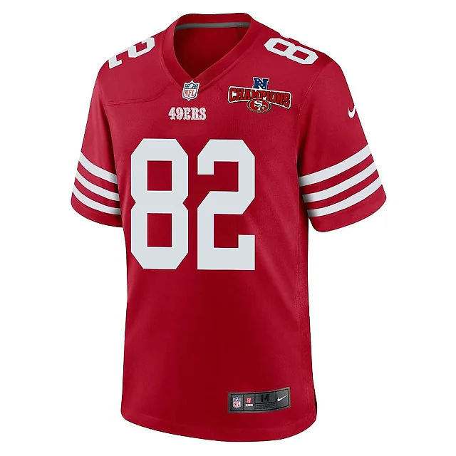 Zennovawear Ross Dwelley 82 San Francisco 49ers NFC Champions Patch Game Men Jersey - Scarlet