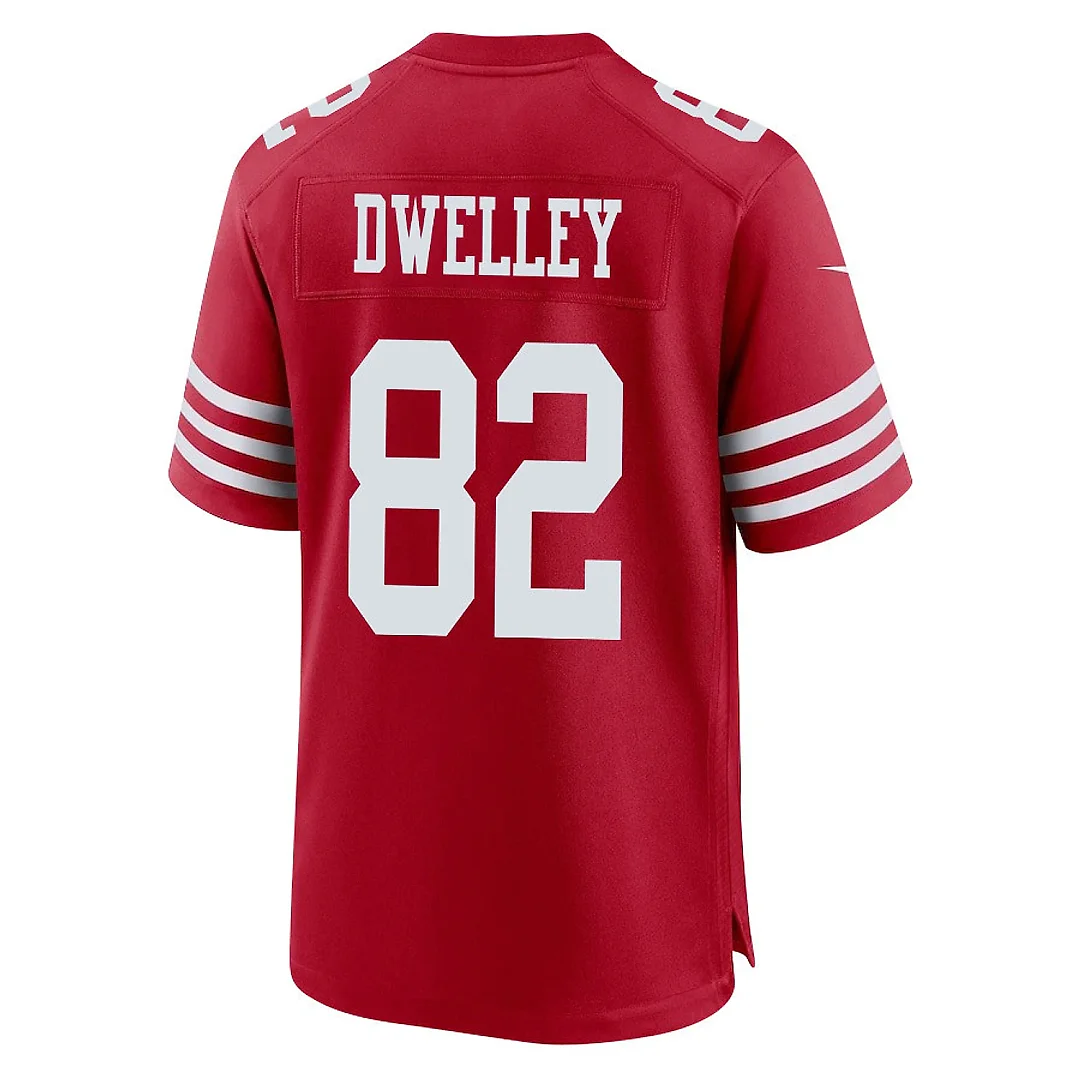 Zennovawear Ross Dwelley 82 San Francisco 49ers NFC Champions Patch Game Men Jersey - Scarlet