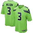 Zennovawear Russell Wilson 3 Seattle Seahawks Men Alternate Game Jersey - Neon Green