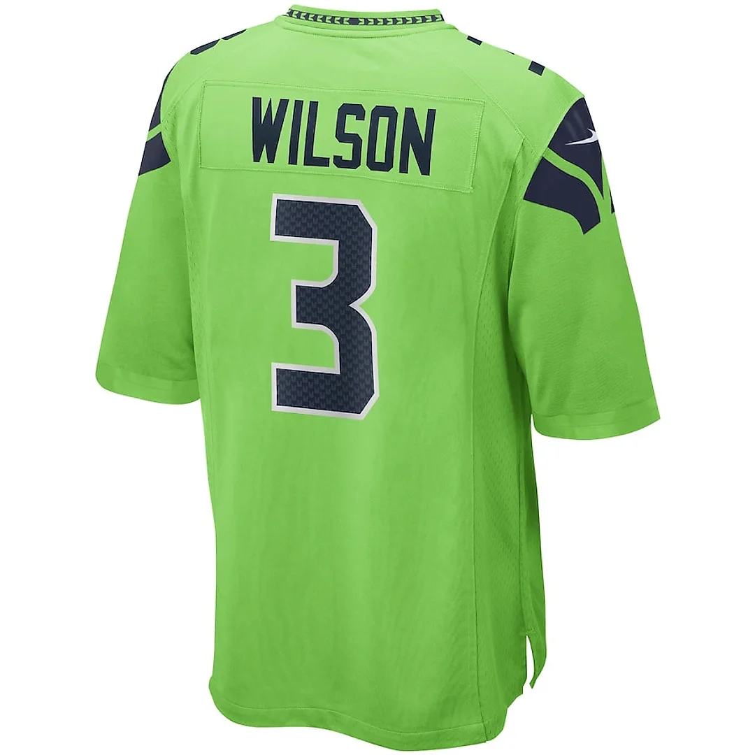 Zennovawear Russell Wilson 3 Seattle Seahawks Men Alternate Game Jersey - Neon Green