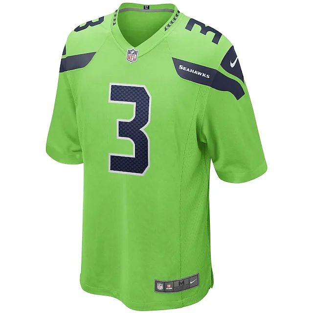 Zennovawear Russell Wilson 3 Seattle Seahawks Men Alternate Game Jersey - Neon Green