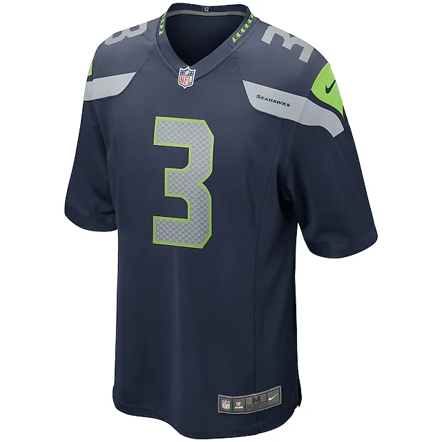 Zennovawear Russell Wilson 3 Seattle Seahawks Men Game Jersey - College Navy