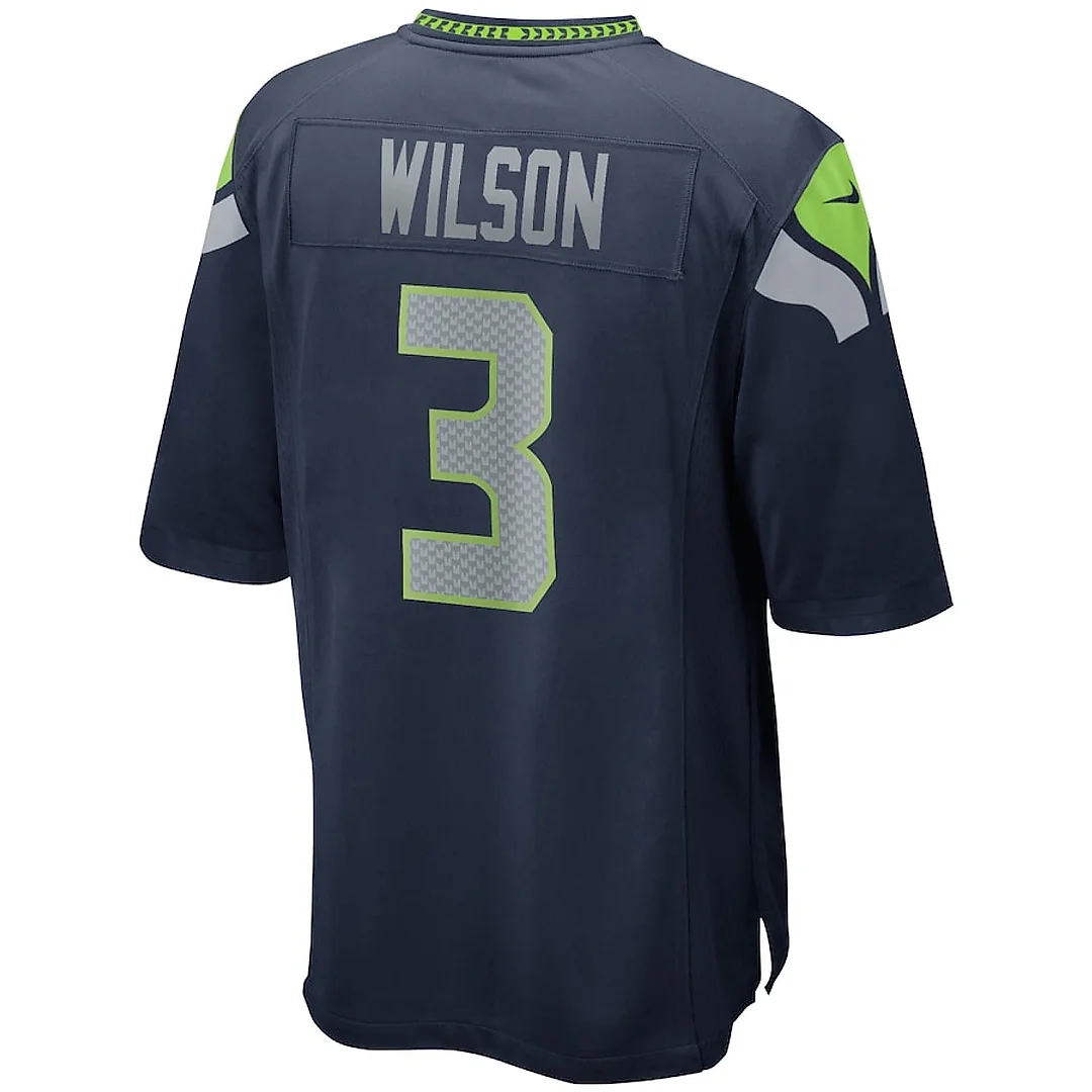 Zennovawear Russell Wilson 3 Seattle Seahawks Men Game Jersey - College Navy