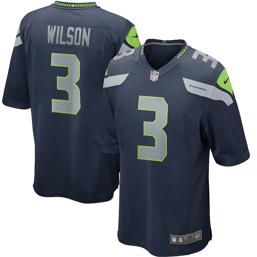 Zennovawear Russell Wilson 3 Seattle Seahawks Men Game Jersey - College Navy