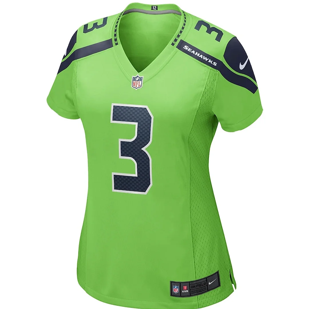 Zennovawear Russell Wilson 3 Seattle Seahawks Women Alternate Game Jersey - Neon Green