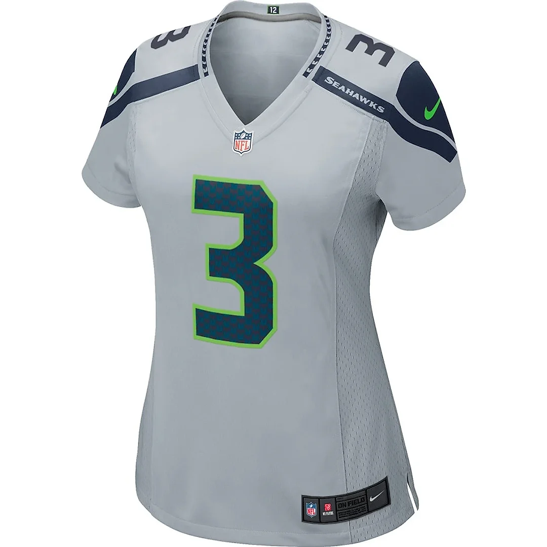 Zennovawear Russell Wilson 3 Seattle Seahawks Women Game Jersey - Gray