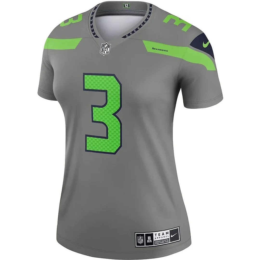 Zennovawear Russell Wilson 3 Seattle Seahawks Women Inverted Legend Jersey - Gray