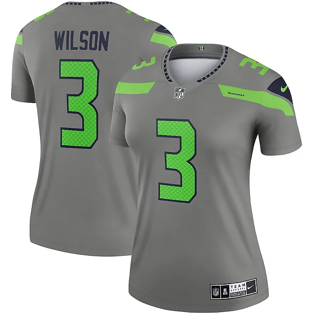 Zennovawear Russell Wilson 3 Seattle Seahawks Women Inverted Legend Jersey - Gray