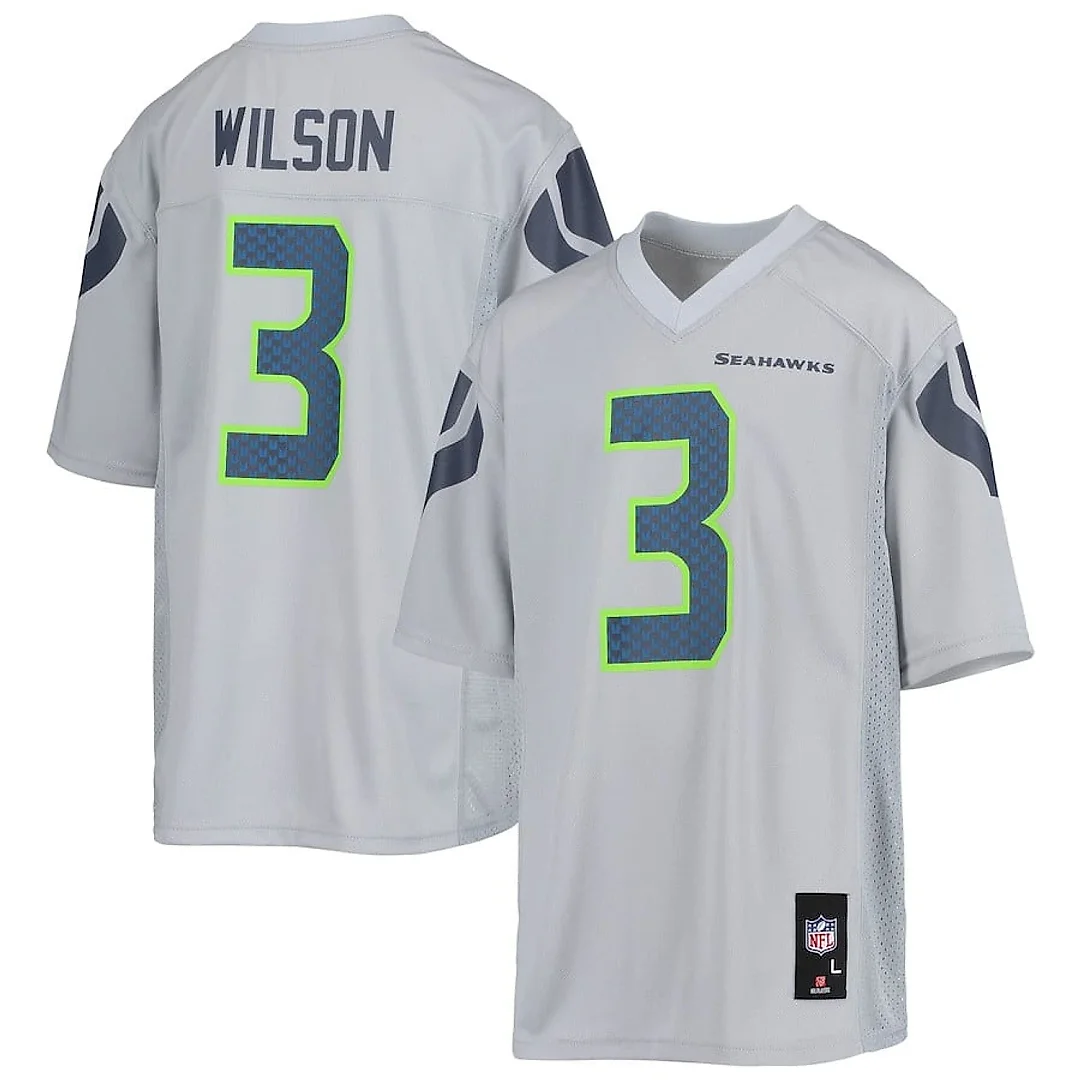 Zennovawear Russell Wilson 3 Seattle Seahawks YOUTH Jersey - Gray