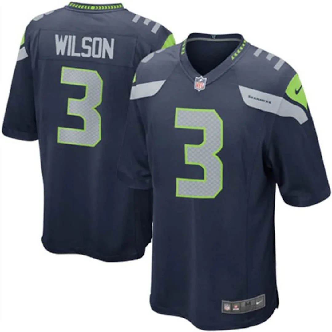 Zennovawear Russell Wilson 3 Seattle Seahawks YOUTH Team Color Game Jersey - College Navy