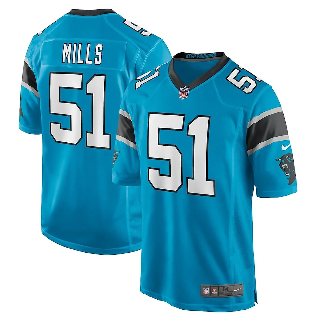 Zennovawear Sam Mills 51 Carolina Panthers Men Retired Jersey - Blue