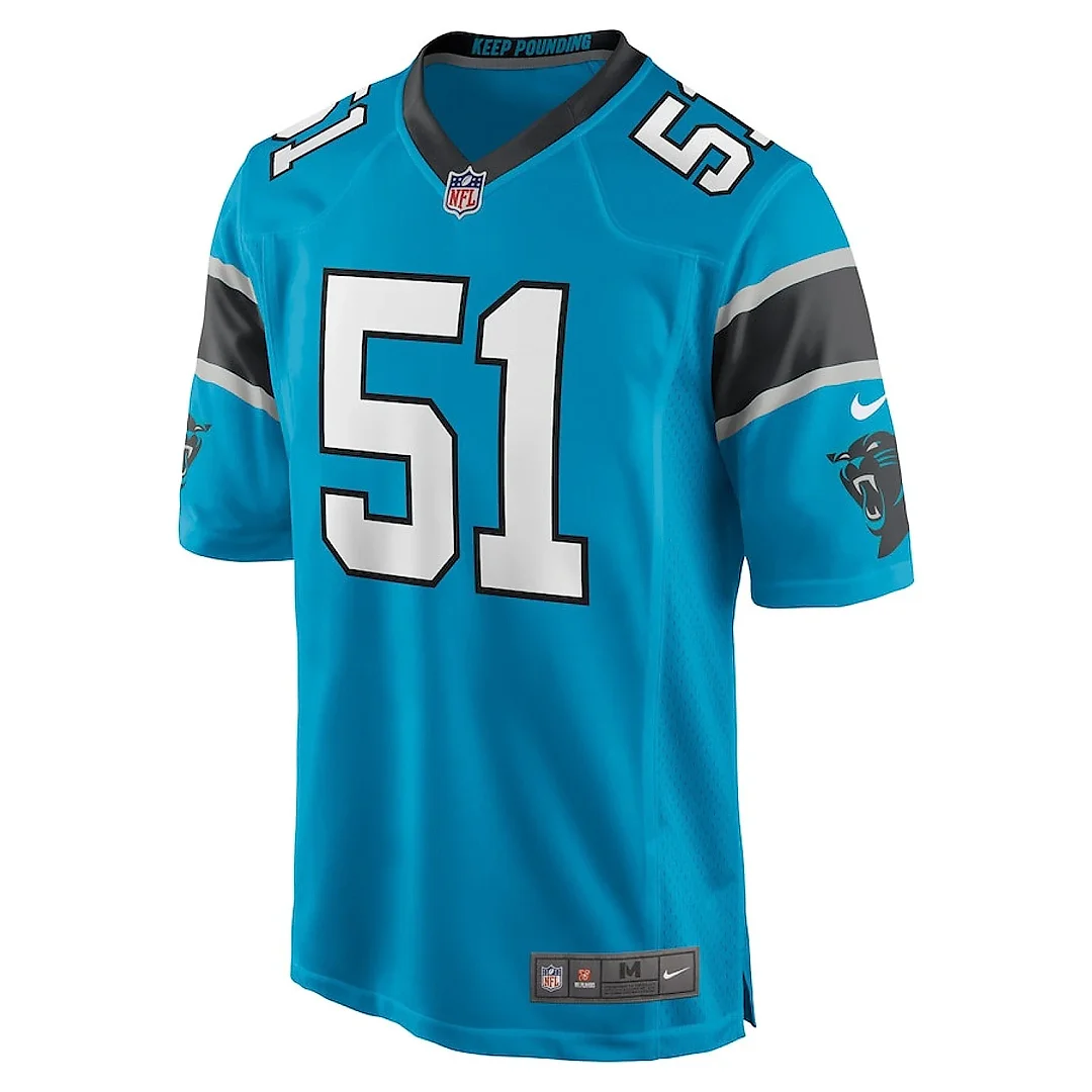 Zennovawear Sam Mills 51 Carolina Panthers Men Retired Jersey - Blue