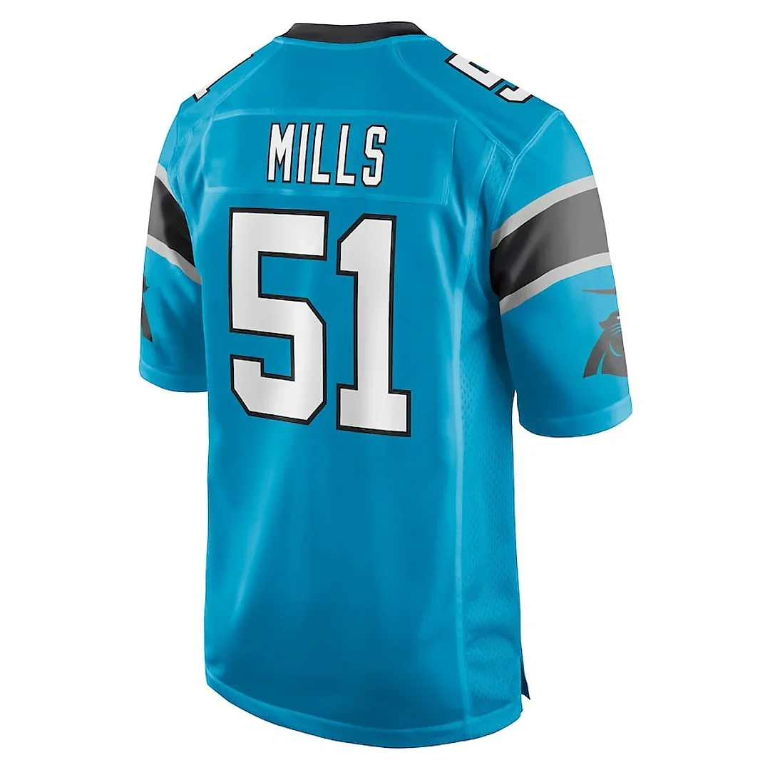 Zennovawear Sam Mills 51 Carolina Panthers Men Retired Jersey - Blue