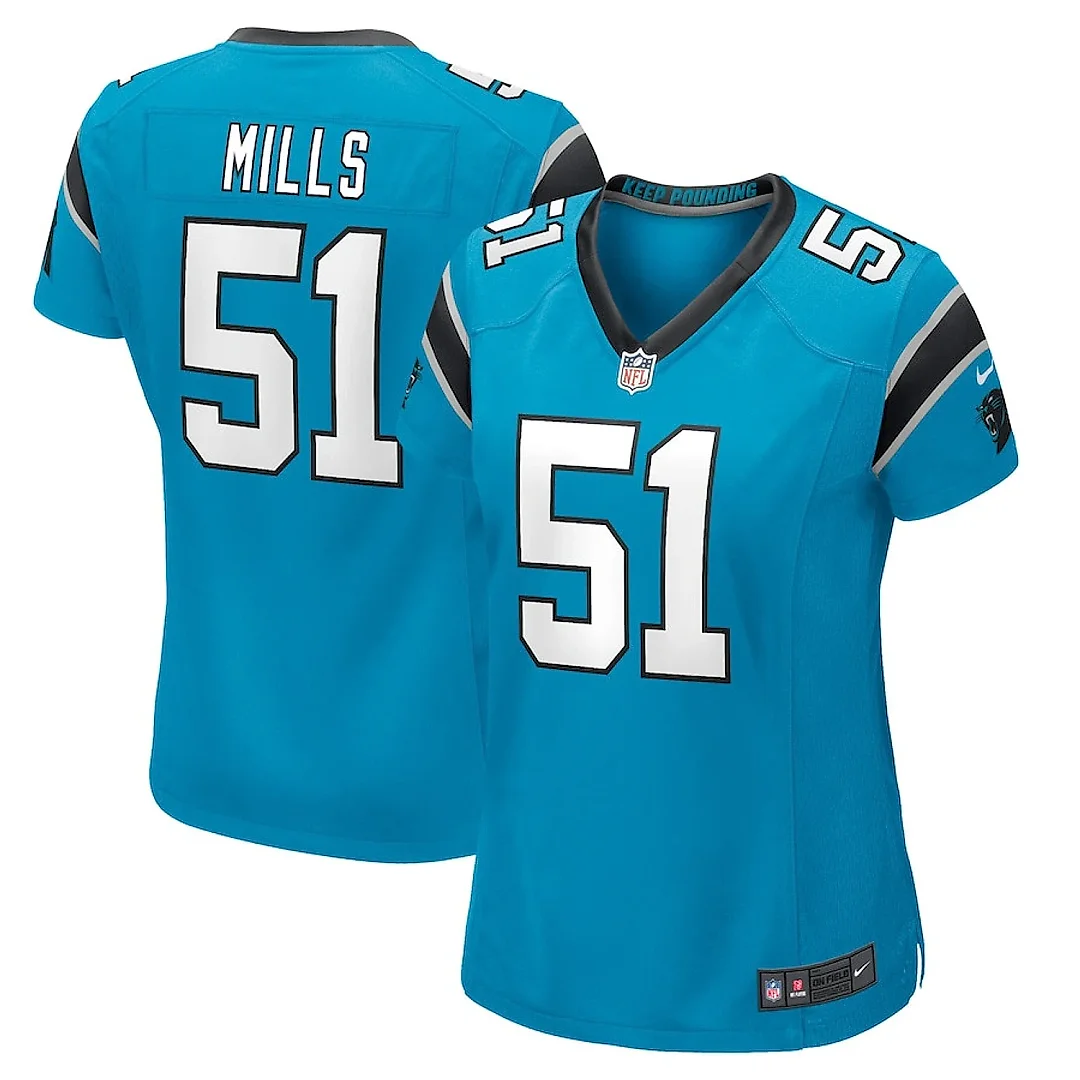 Zennovawear Sam Mills 51 Carolina Panthers Women Retired Jersey - Blue
