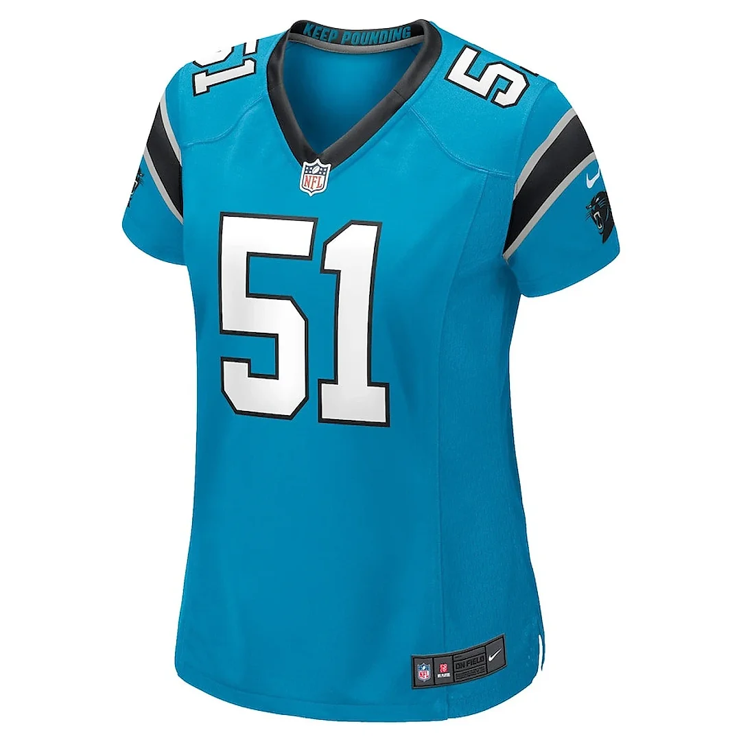 Zennovawear Sam Mills 51 Carolina Panthers Women Retired Jersey - Blue