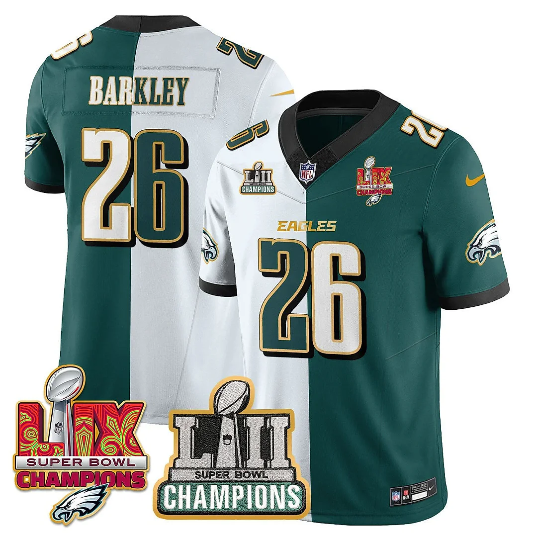 Zennovawear Saquon Barkley 26 Philadelphia Eagles LII-LIX Super Bowl Champions Vapor Limited Gold Jersey - Split