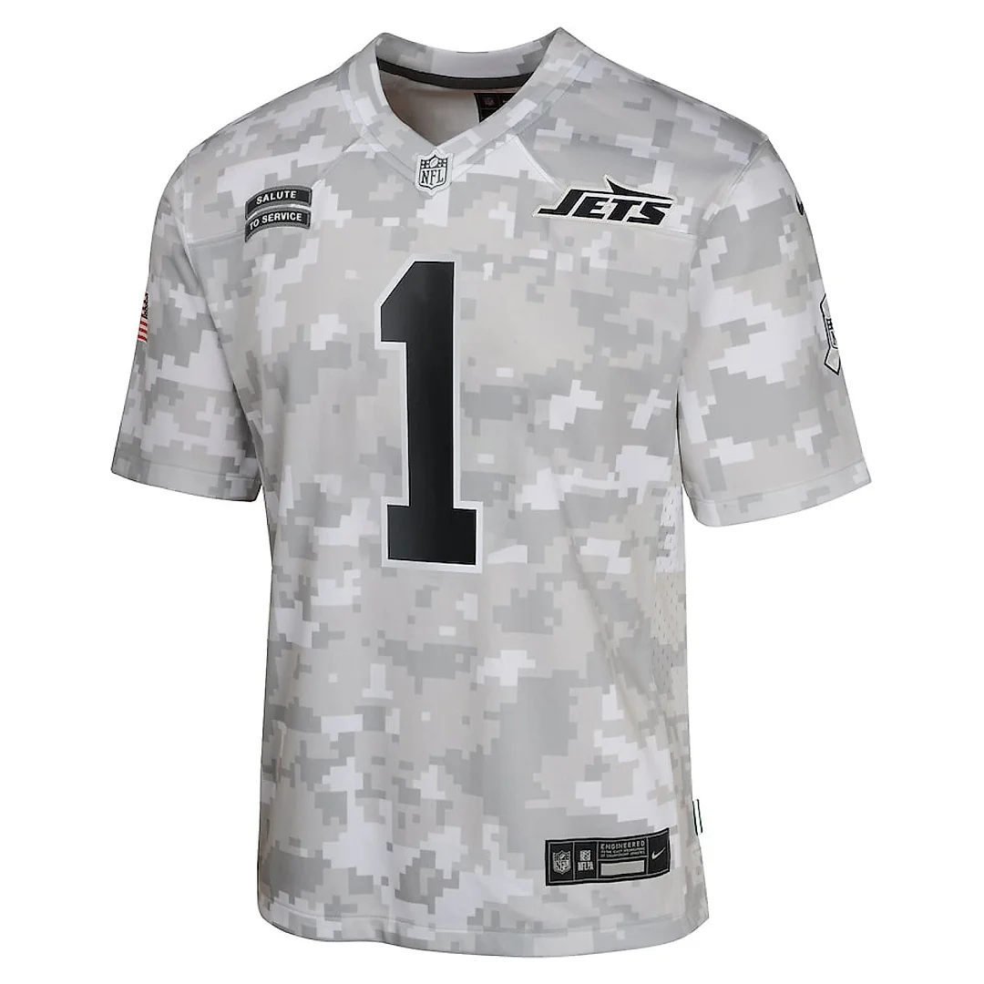 Zennovawear Sauce Gardner 1 New York Jets 2024 Salute to Service Game YOUTH Jersey - Arctic Camo