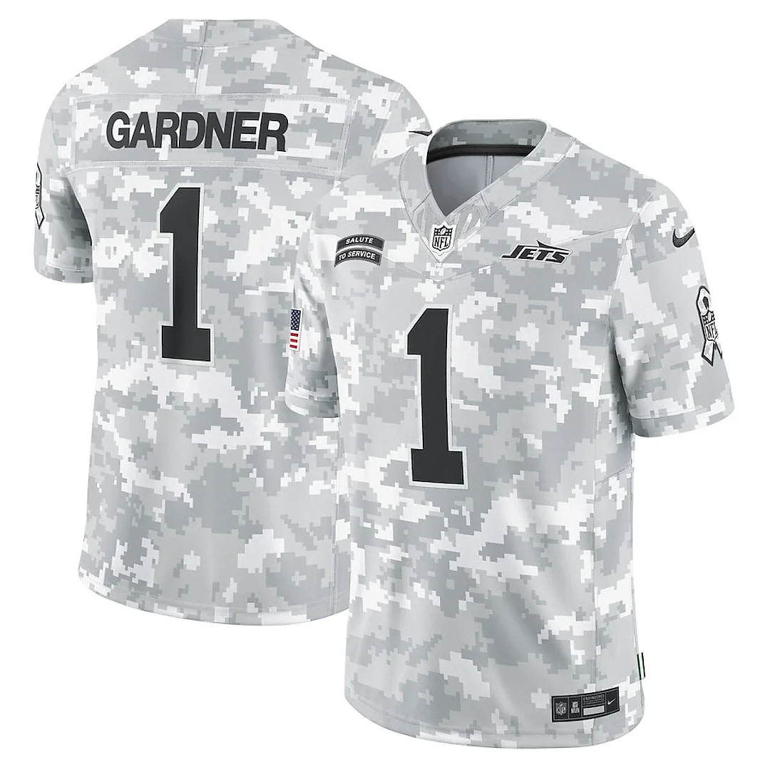 Zennovawear Sauce Gardner 1 New York Jets 2024 Salute to Service Limited Men Jersey - Arctic Camo