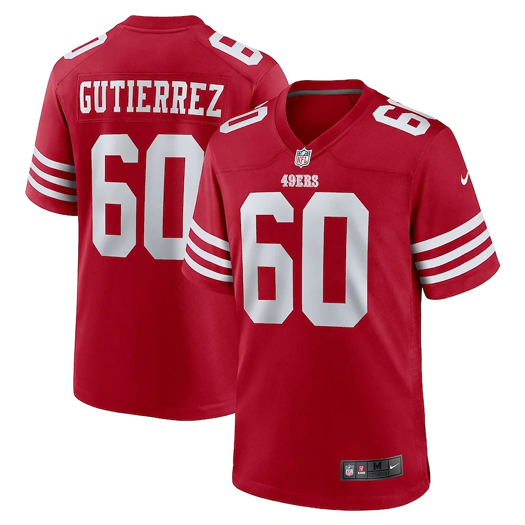 Zennovawear Sebastian Gutierrez 60 San Francisco 49ers Team Game Men Jersey - Scarlet