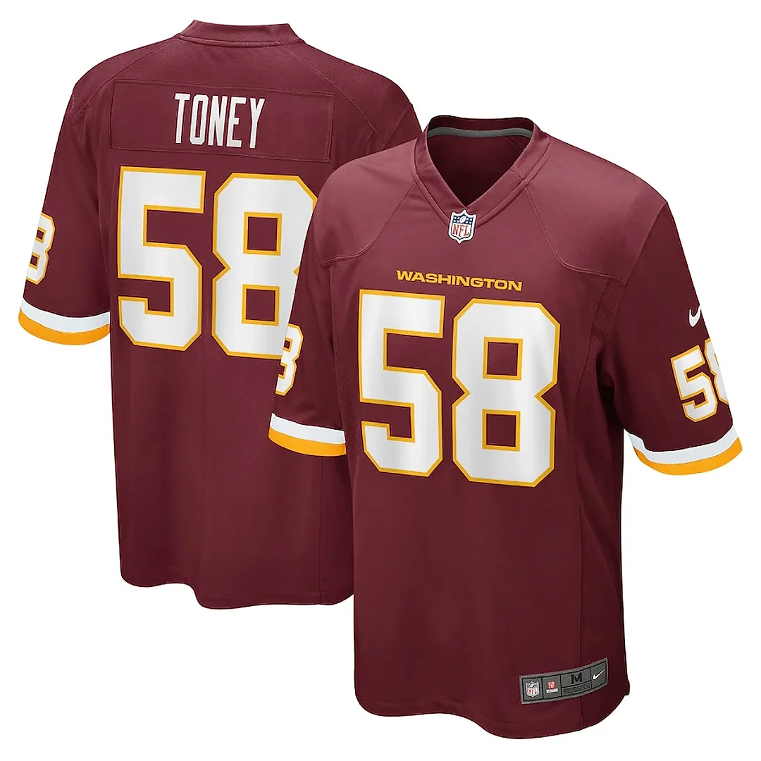 Zennovawear Shaka Toney 58 Washington Football Team Men Game Jersey - Burgundy