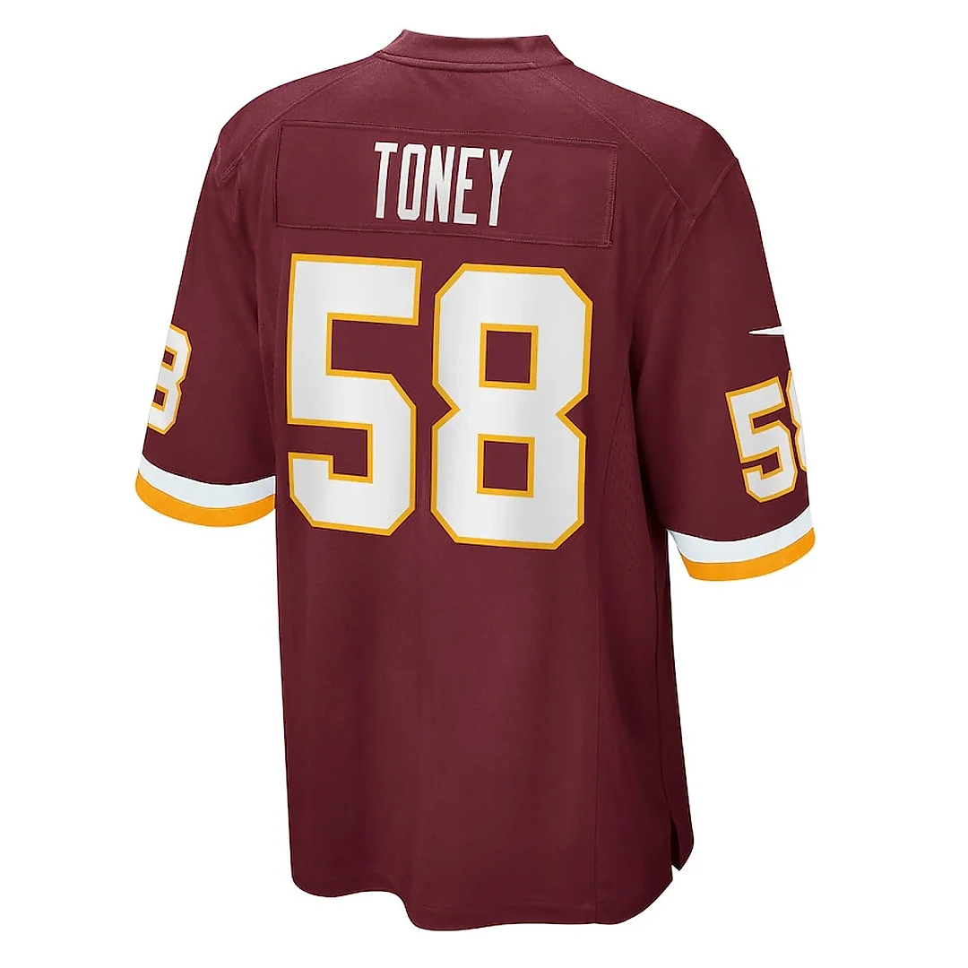 Zennovawear Shaka Toney 58 Washington Football Team Men Game Jersey - Burgundy