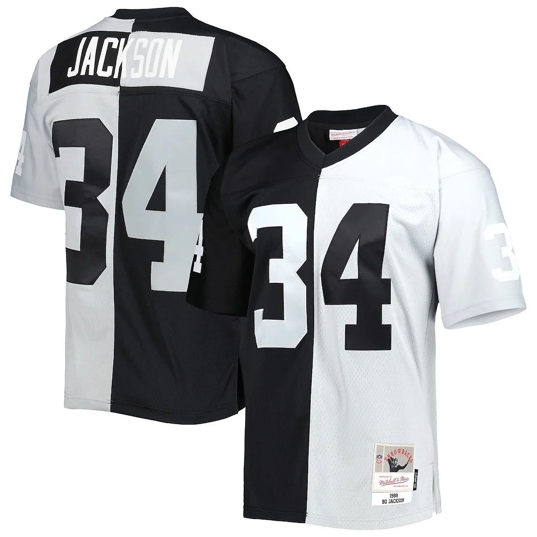Zennovawear Bo Jackson Las Vegas Raiders 1988 Split Legacy Replica Jersey - Black/Silver
