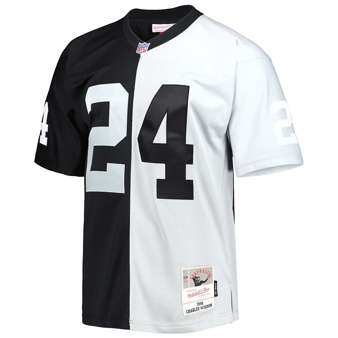 Zennovawear Charles Woodson Las Vegas Raiders 1998 Split Legacy Replica Jersey - Black/Silver