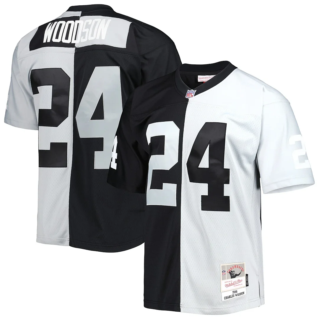 Zennovawear Charles Woodson Las Vegas Raiders 1998 Split Legacy Replica Jersey - Black/Silver