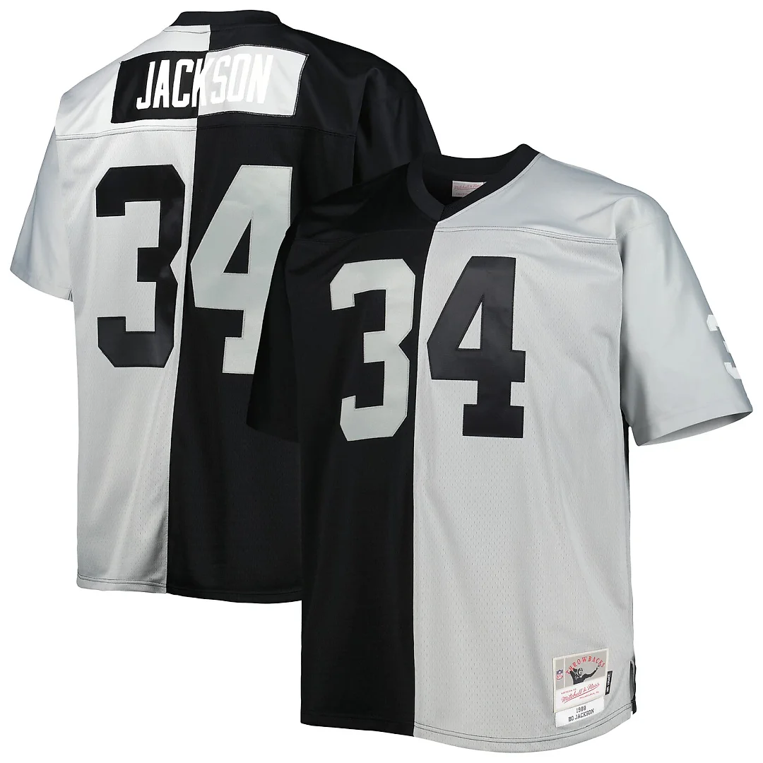 Zennovawear Bo Jackson Las Vegas Raiders Big & Tall Split Legacy Retired Player Replica Jersey - Black/Silver
