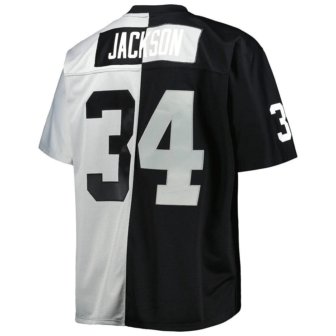 Zennovawear Bo Jackson Las Vegas Raiders Big & Tall Split Legacy Retired Player Replica Jersey - Black/Silver