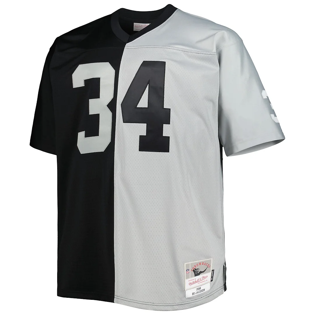 Zennovawear Bo Jackson Las Vegas Raiders Big & Tall Split Legacy Retired Player Replica Jersey - Black/Silver