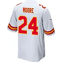 Zennovawear Skyy Moore 24 Kansas City Chiefs AFC Champions Patch Game Men Jersey - White