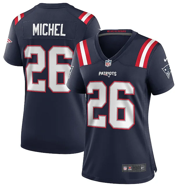 Zennovawear Sony Michel 26 New England Patriots Women Game Jersey - Navy
