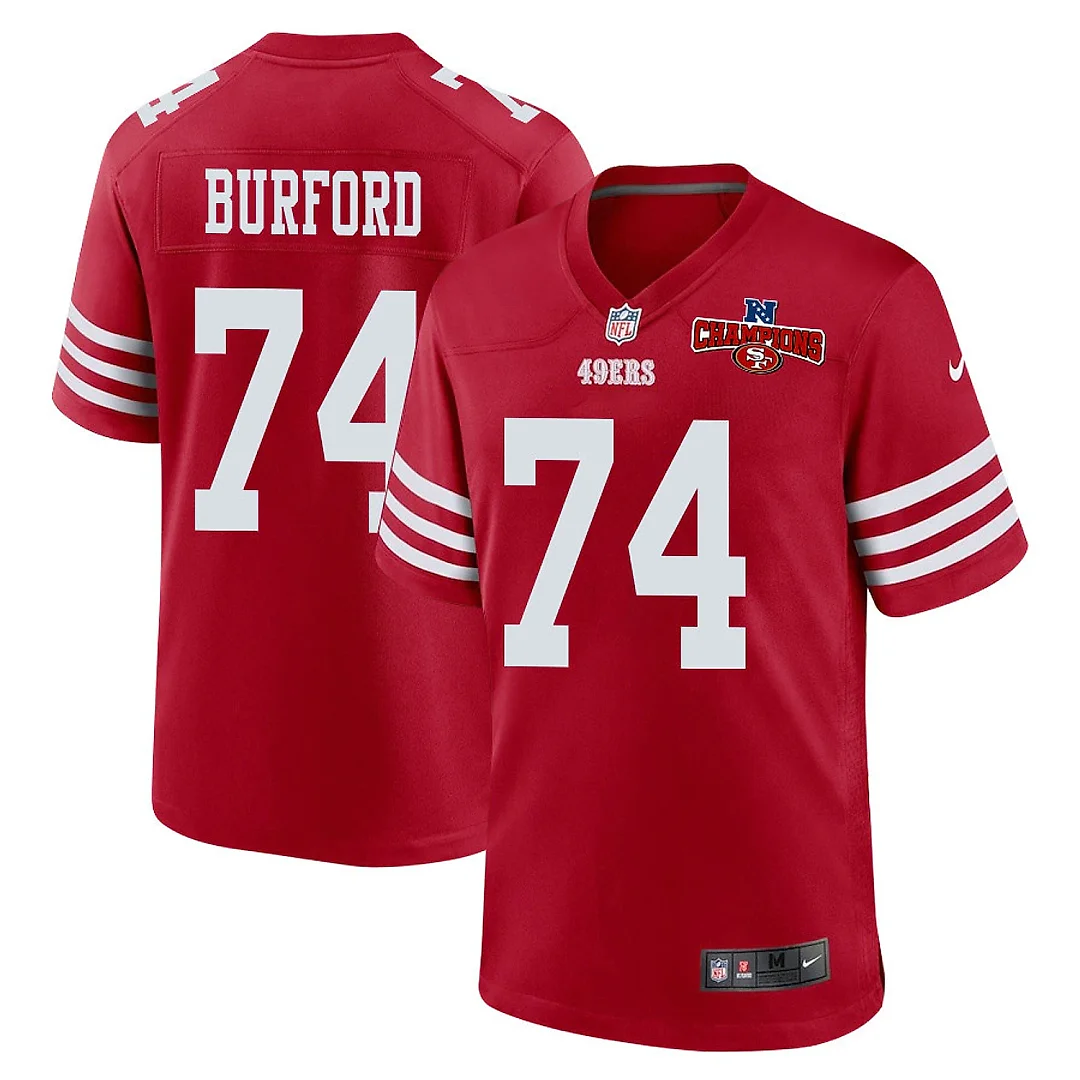 Zennovawear Spencer Burford 74 San Francisco 49ers NFC Champions Patch Game Men Jersey - Scarlet